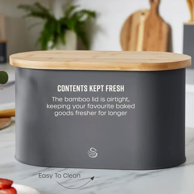 Thumbnail 4 de Swan Nordic Bread Bin with Bamboo Lid