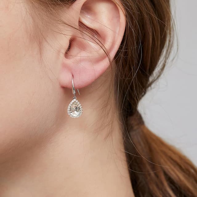 Detalle de jiamiaoi Tropfen-Ohrringe mit Glitzer in Weißgoldoptik (925 Sterlingsilber, Zirkonia)