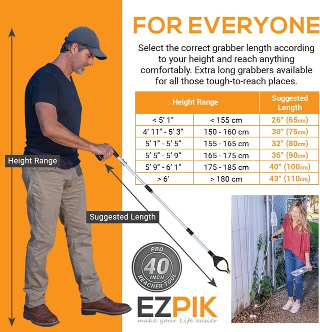 Thumbnail 6 de EZPIK Pro 40" Foldable Grabber Reacher Tool for Seniors with Claw Gripper & Magnet