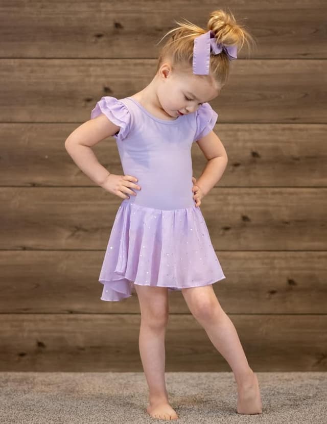 Detalle de Arshiner Vestito da balletto per bambini 2-10 anni con tutù, maniche volanti e body in cotone