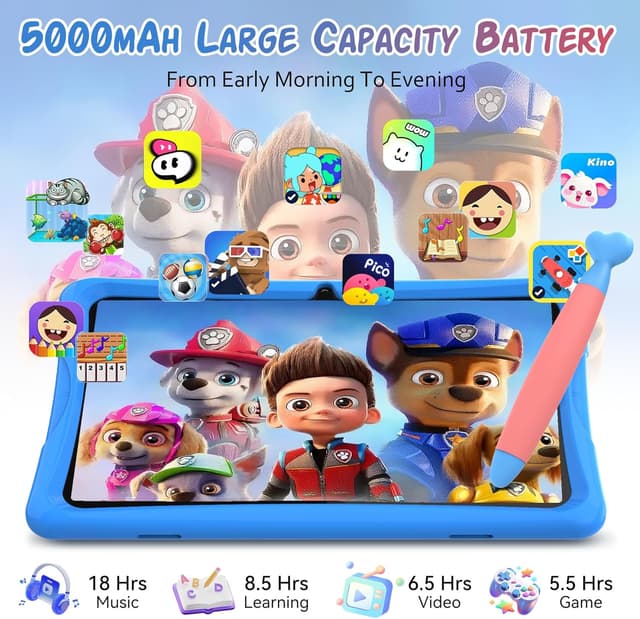 Detalle de TABWEE Kids Tablet 10 inch (Android 15) with Parental Control, 12GB RAM / 64GB ROM + 2TB expansion, includes case & stylus