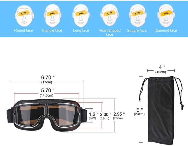 Detalle 2 de Ashilun Retro pilot goggles for moto riding