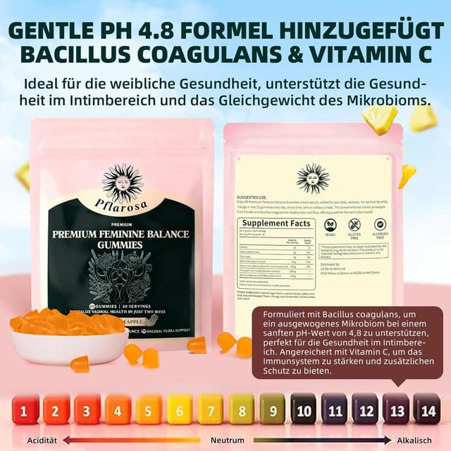 Thumbnail 6 de Feminine Balance Gummies mit Ananas & Vitamin C – vegan & zuckerfrei, 60 Stück (30 Portionen)