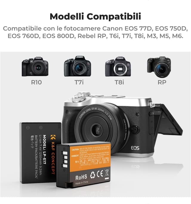 Thumbnail 1 de K&F CONCEPT LP-E17 Batteria 1250 mAh