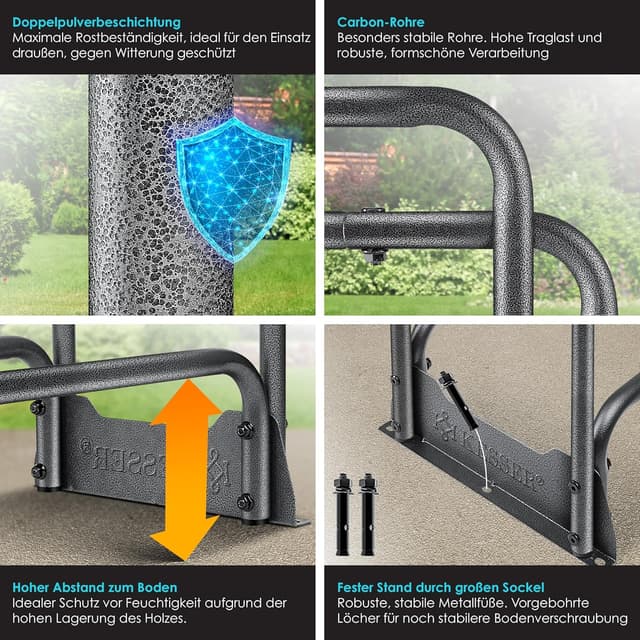 Thumbnail 3 de KESSER® Kaminholzregal 130x36x117 cm 🪵