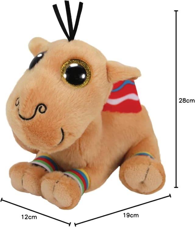 Detalle 2 de TY Beanie Boos Jamal en peluche chameau marron, grands yeux dorés scintillants (28 cm)