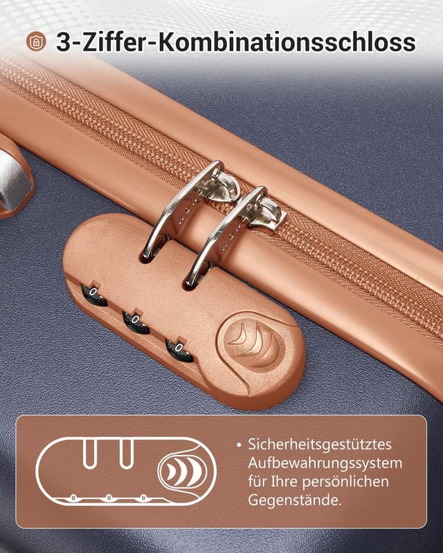 Detalle de KONO Hartschalenkoffer 76,5 x 50,5 x 29 cm (94 l) mit 4 Rollen und Zahlenschloss – für Familien und Paare