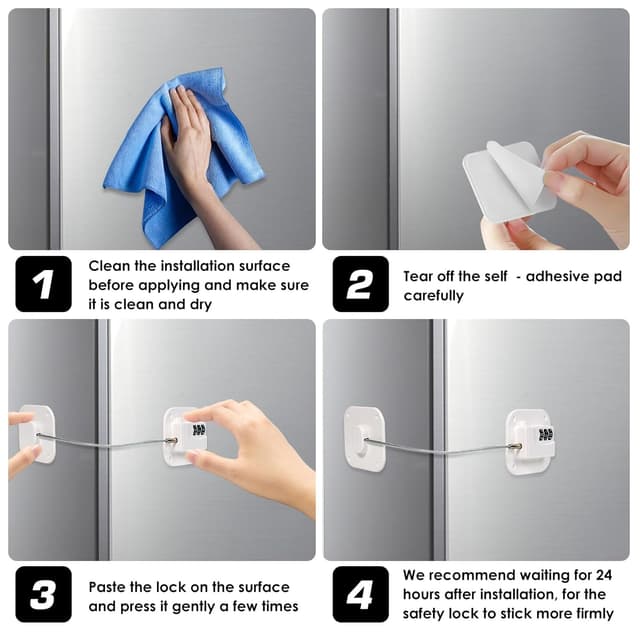 Detalle de Afaneep Kühlschrankschloss ohne Bohren mit Code – Kindersicherung per Klebestreifen