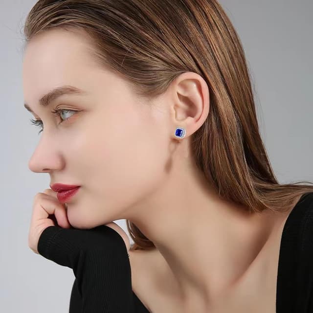 Thumbnail 5 de VONSSY Gemstone Stud Earrings 5A cubic zirconia