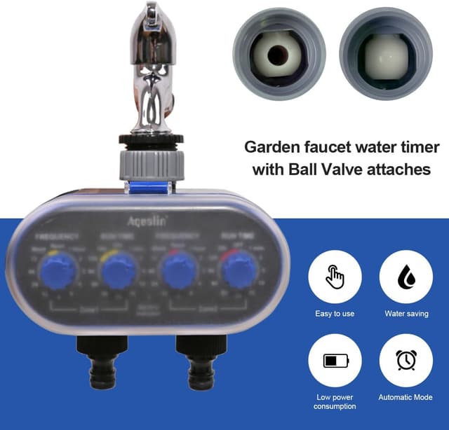 Detalle 1 de Aqualin Hose Water Timer (Blue) electronic watering controller with two outlets