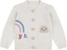 Detalle de Loyfoky Baby Cardigan in 100% Cotton with Rainbow Sun Embroidery (toddler unisex)