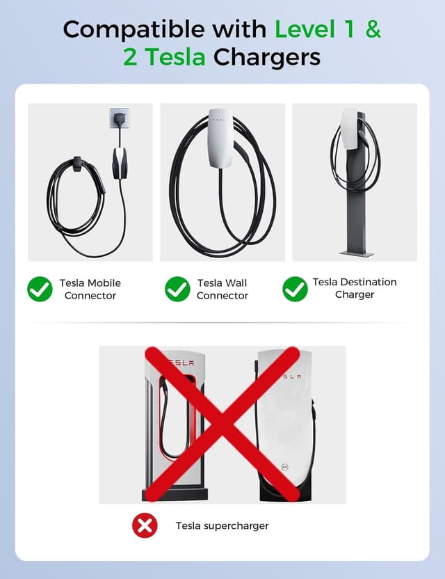 Detalle de Raylix Tesla to J1772 Adapter (Max 80A, 250V) — NACS to J1772 for Tesla Wall Connector & Mobile/Destination Chargers