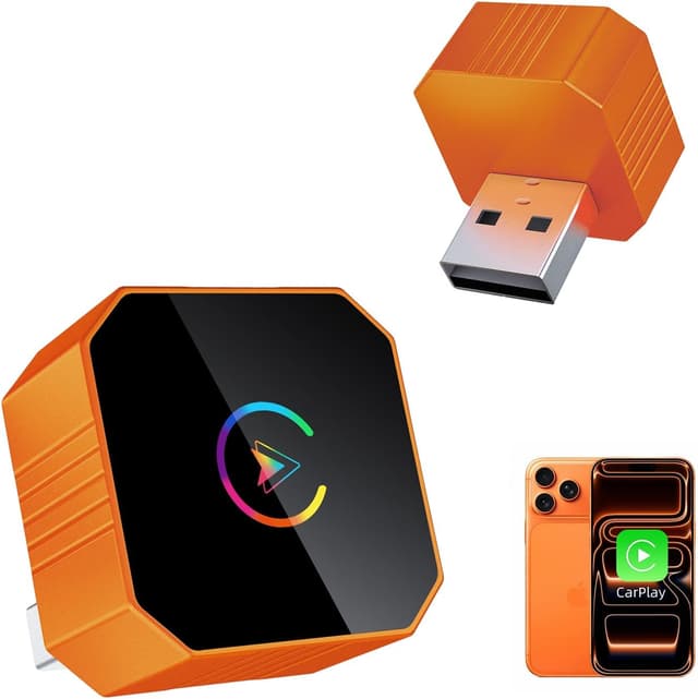 Detalle de MYCIMRE Adaptateur CarPlay sans fil 2026 (Wi‑Fi 5,8 GHz, USB-C/USB, iPhone 6+ iOS 10+)