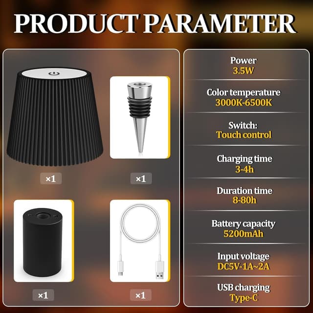 Thumbnail 2 de Lampada a bottiglia senza fili 3 modalità per esterni 🌤