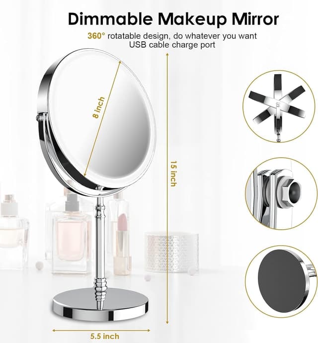 Detalle de Lighted Makeup Mirror 3000 mAh 💄