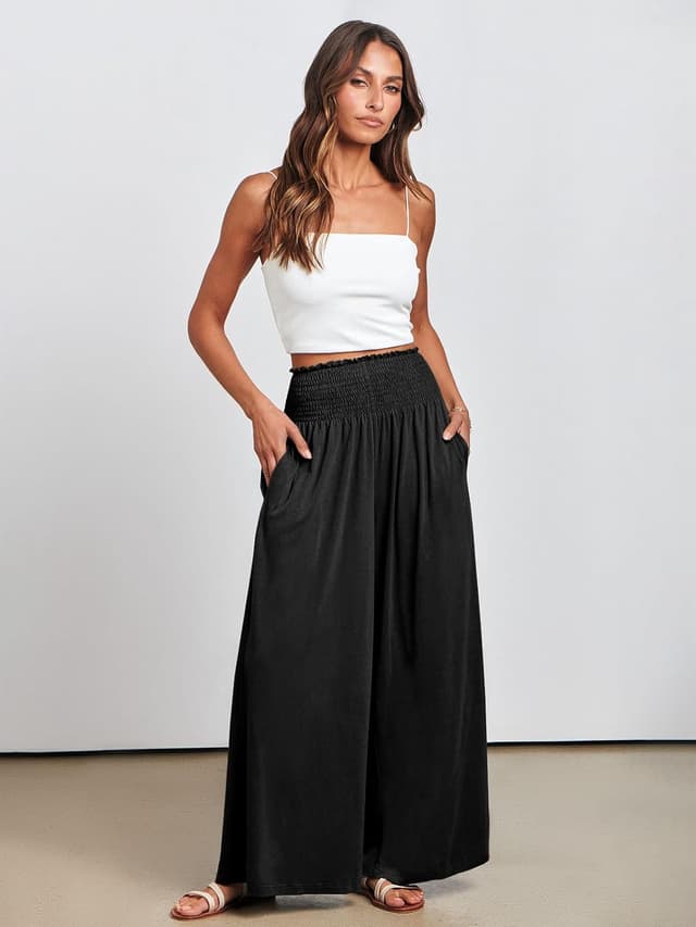 Detalle de ANRABESS Women Palazzo Pants Wide Leg Casual Lounge Pants