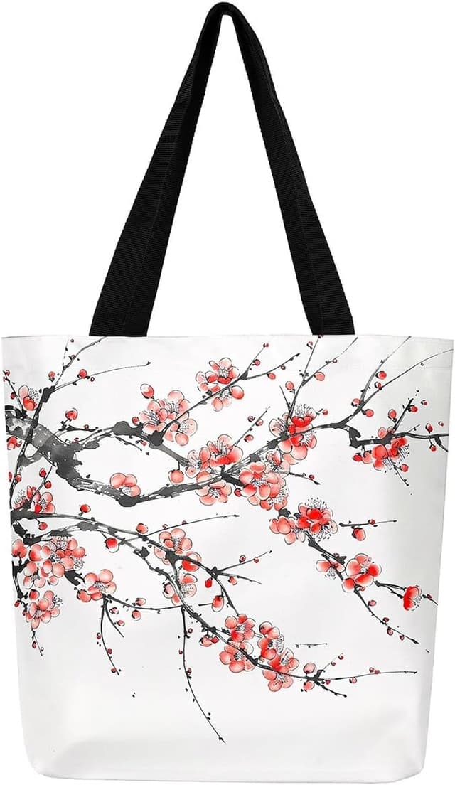 Imagen de Homewish Rote Kirschblüten Leinwand Tasche 50×40×15 cm en OfertitasTOP