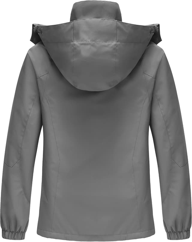 Detalle de DCmount Regenjacke Damen: wasserdichte Übergangsjacke mit abnehmbarer, verstellbarer Kapuze