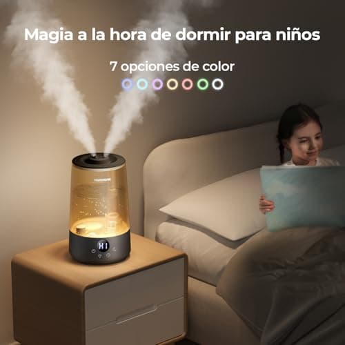 Detalle de Homvana humidificador ultrasónico para dormitorio (3,6 L, hasta 34 h, SilentSpray 16 dB, 360°)