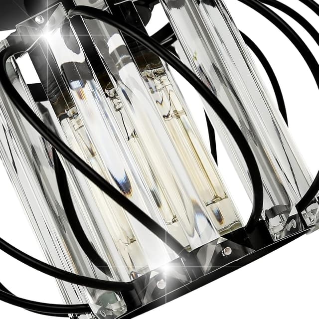 Detalle de FRIDEKO HOME Modern Crystal Flush Ceiling Light Fixture (Black) – Industrial 2 Pack, E27
