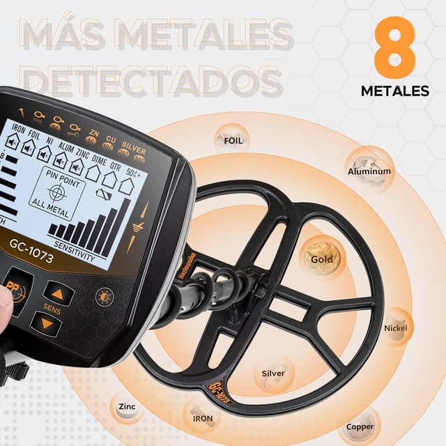 Detalle de Hazlewolke Detector de Metales Profesional 33cm 💎 Resistente al Agua