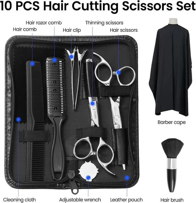 Thumbnail 6 de SEIMEIKEN Hair Cutting Scissors Kit (10PCS) – 6.0 Inch Hair Shears Set for Salon & Home Use