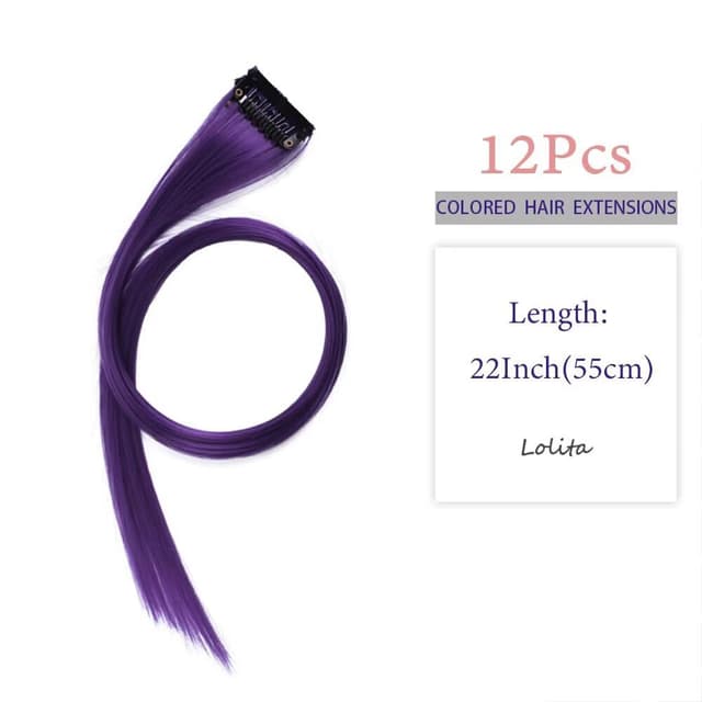 Thumbnail 1 de Dunkellila Haarsträhnen, 12 Clips mit 55 cm