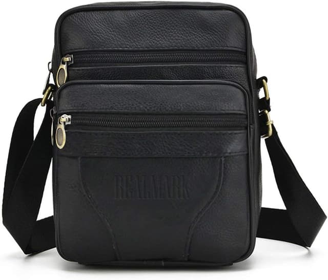 Detalle de Realmark Men’s Genuine Leather Cross Body Messenger Bag (Small Side Satchel) – Adjustable Strap