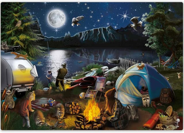 Detalle de QUOKKA Puzzle für Erwachsene – 500-Teiliges Lagerfeuer-Original-Collage mit FSC-zertifiziertem Karton