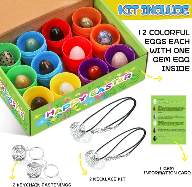 Detalle 2 de Ludmila 12-Pack Gemstone Easter Eggs for Kids (Prefilled Crystal & Rock Eggs)