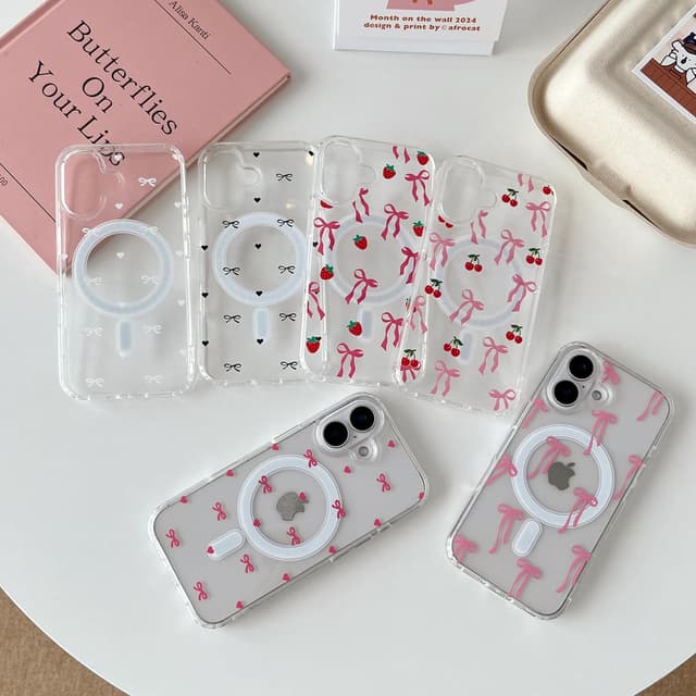 Thumbnail 6 de ZTOFERA Magnetic Clear Polka Dot Case for iPhone 17 (MagSafe Wireless Charging, Slim Soft Protection) — White Dot