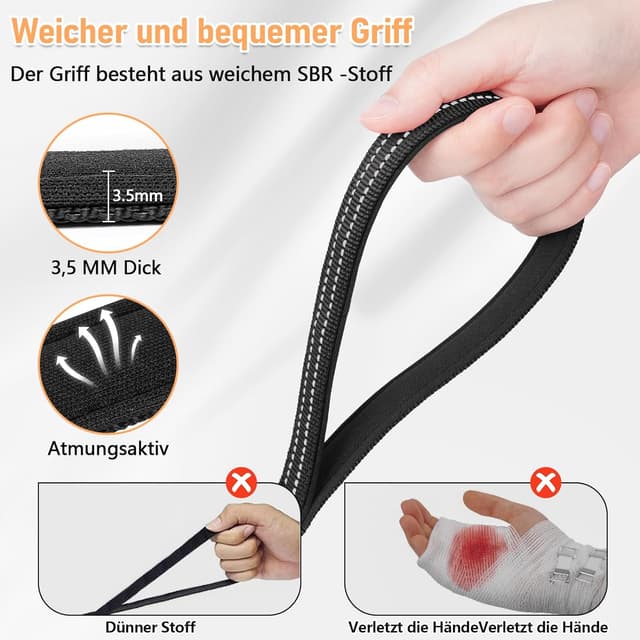 Detalle 2 de X XBEN robuste & leichte Schleppleine mit Handschlaufe, 30 m, reflektierend und mit Metallhaken