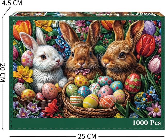 Detalle de MOJIGE 1000-Piece Adult Jigsaw Puzzle (Easter Bunny Theme) – Challenging 70 cm x 50 cm