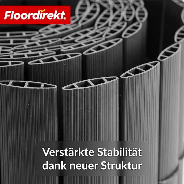 Detalle 2 de Floordirekt PVC Sichtschutzmatte 100 x 300 cm in Grau – Wind- und Sichtschutz für Garten, Balkon & Terrasse