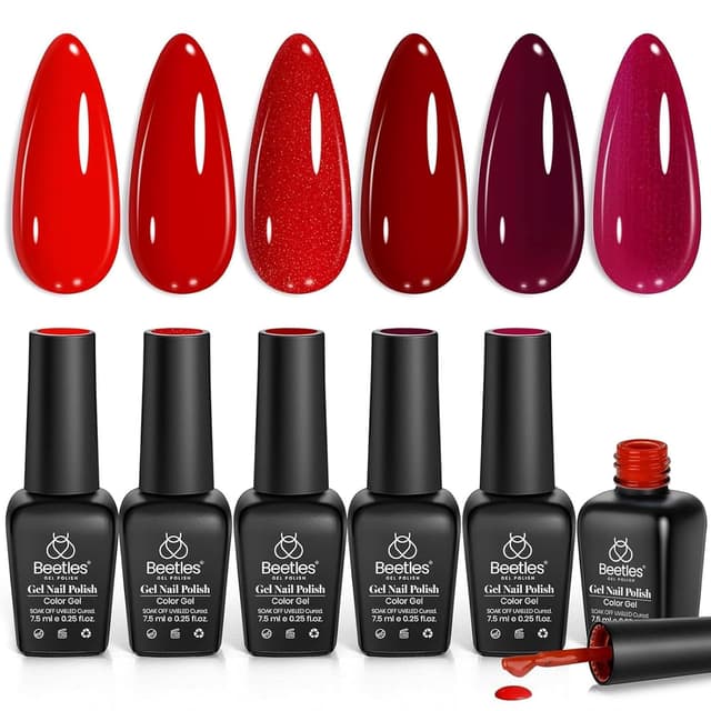 Detalle de Beetles Red Gel Polish Set 6 Colors ๐