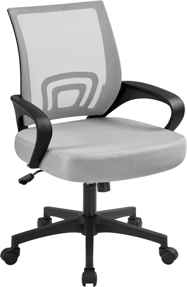 Detalle de Yaheetech Sedia da Scrivania Ergonomica Reclinabile in Rete Traspirante con Braccioli e Rotelle, Altezza Regolabile (Portata 136 kg) Grigio