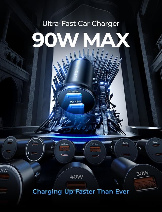 Detalle 2 de LISEN 90W Cargador coche 45W+45W USB-C