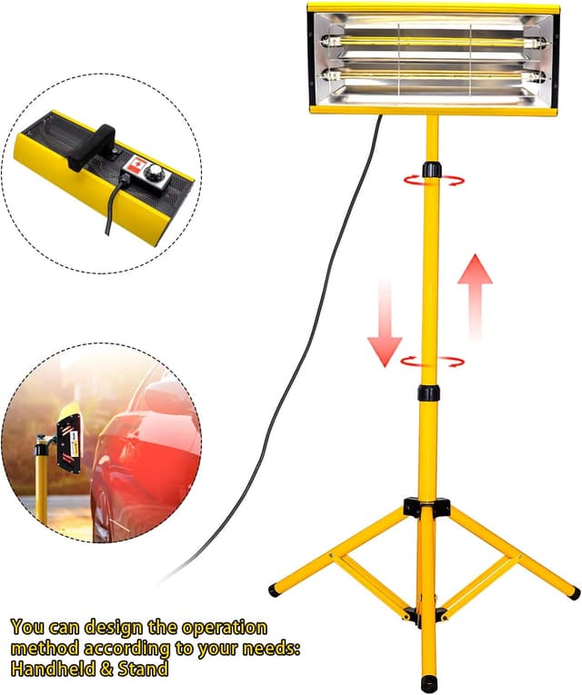 Detalle de DATOUBOSS lampada a infrarossi 2000W per polimerizzazione e asciugatura della vernice auto con staffa telescopica