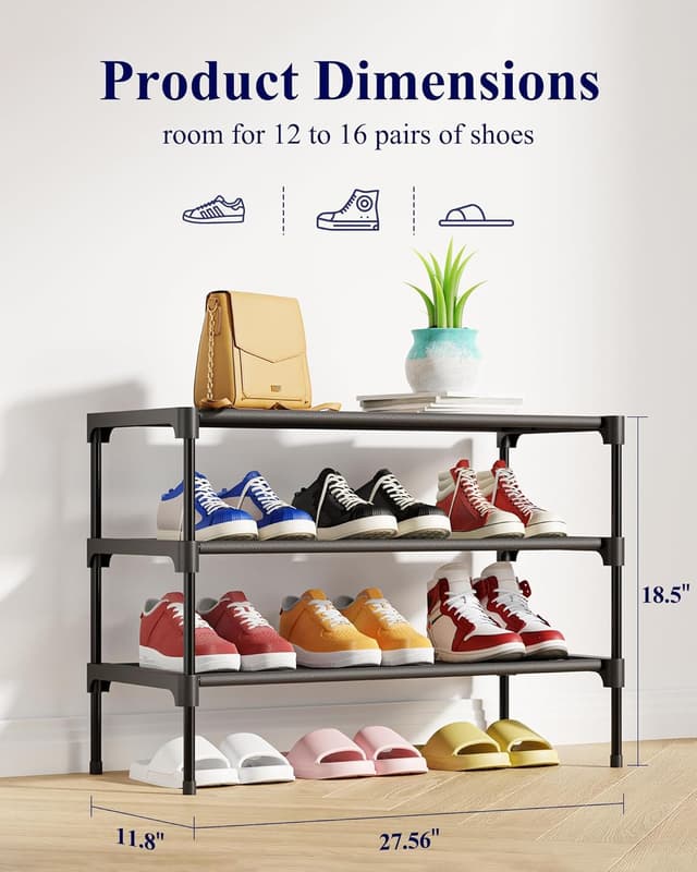Detalle de Kitsure Shoe Rack 27.5" 3-Tier
