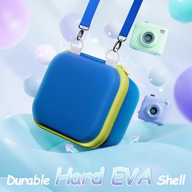 Detalle de ProCase Kid Instant Print Camera Case (Box Only) – Blue, portable hard storage for instant cameras and photo paper