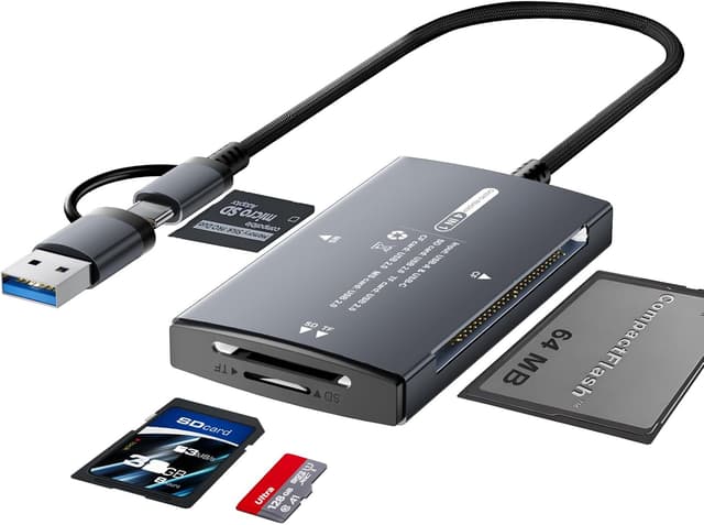 Detalle de Dalimee 4-in-1 SD Kartenleser USB-C & USB (SD/TF/CF/MS) mit bidirektionaler Übertragung