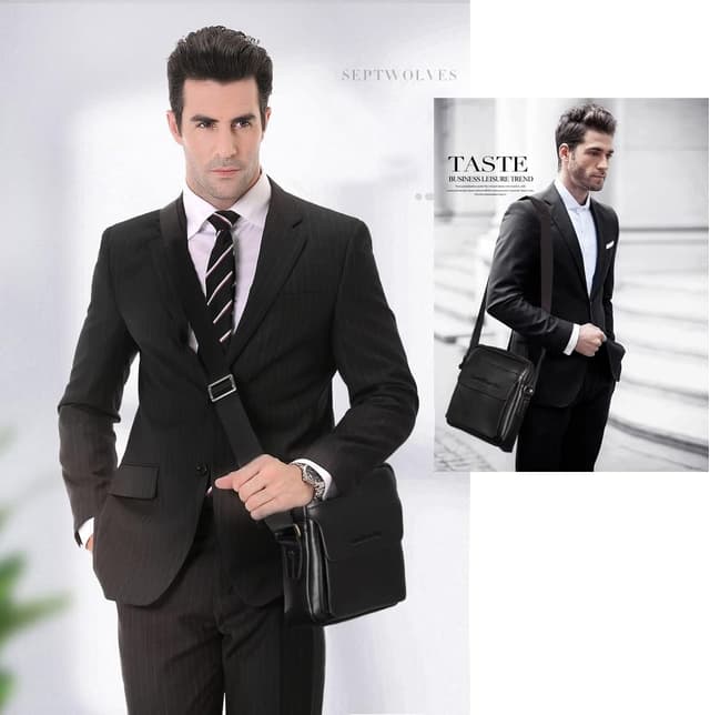 Detalle de Leathario Men’s Vegan Leather Shoulder Bag – Small Cross Body Messenger for Work, Travel & Daily Use