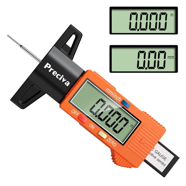Detalle de Preciva Reifen-Profiltiefenmesser mit LCD-Display und Messbereich 0–25,4 mm
