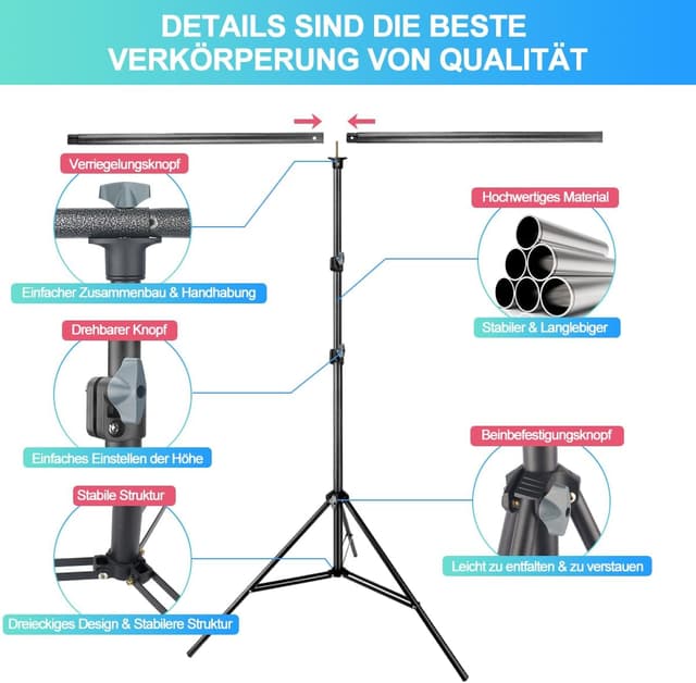 Thumbnail 3 de JEBUTU Blau Grün Fotohintergrund 1,5x2 m