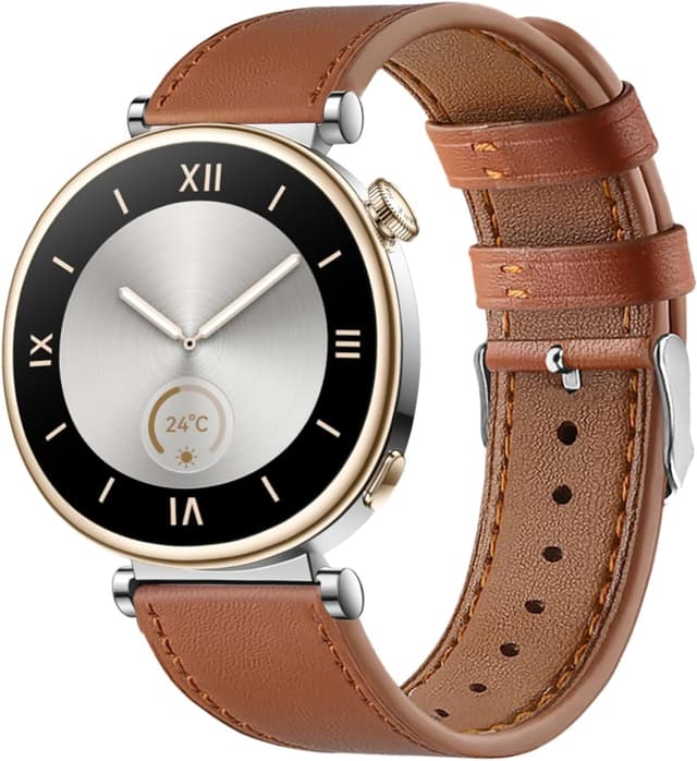 Detalle de Bracelet en cuir 18 mm pour Huawei Watch GT6/GT5/GT4 41 mm (cousu, à ressort) – remplacement rapide