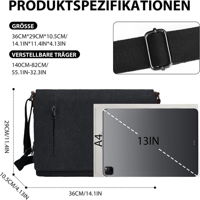 Thumbnail 3 de Leathario Umhängetasche 14 Zoll