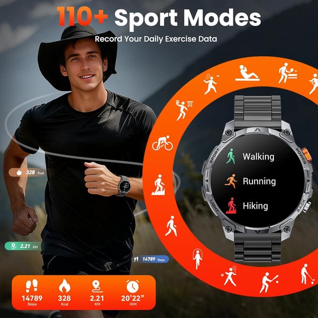 Thumbnail 6 de Military Smart Watch 1.75" fitness watch