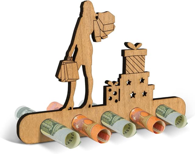 Imagen de Giftota Geldgeschenk Geburtstag Shopping Queen Holzhalter en OfertitasTOP