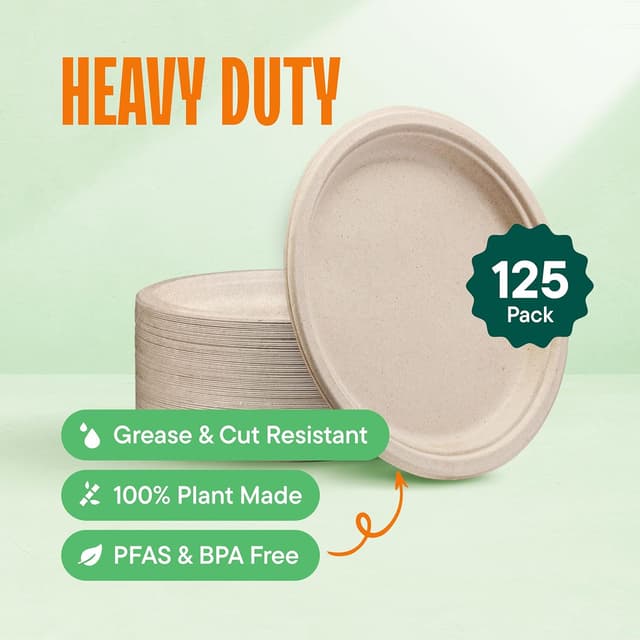 Detalle 2 de Compostable Paper Plates 10 Inch ๐ฝ