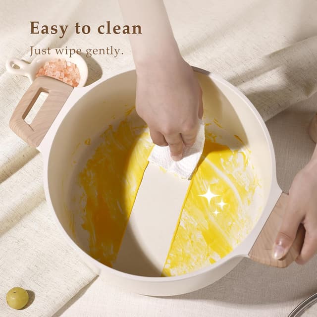 Thumbnail 6 de CAROTE 6 Qt Nonstick Stock Pot with Lid (White Granite), PFOA-Free 6 Quart Sauce & Soup Casserole